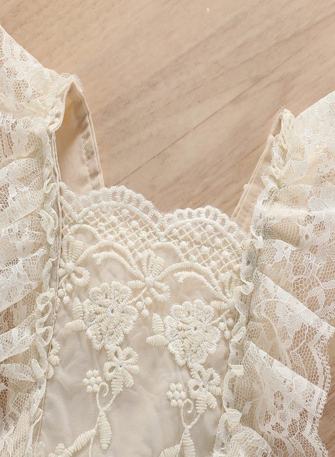 AWIBMK طقم ملابس عيد ميلاد أول لطفلة حديثة الولادة، فستان رومبير لحفلة تحطيم الكيك، فستان دانتيل بوهيمي بألوان قوس قزح، تنورة توتو قصيرة، طوق رأس، جلسة تصوير صيفية لطفلة عمرها سنة واحدة، لون كاكي مزهر، مقاس 12-18 شهرًا - Image 5
