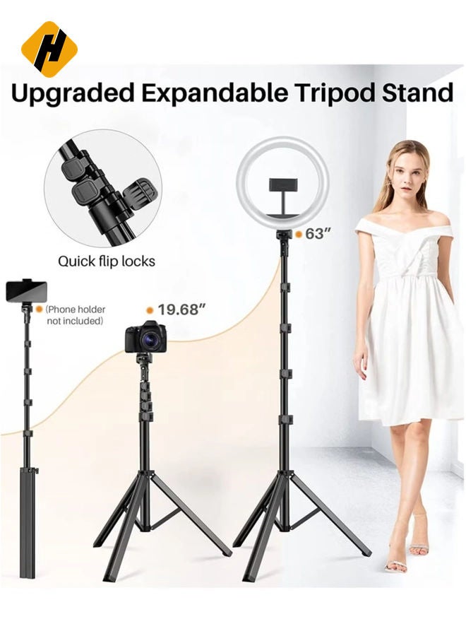 HuHa 12'' RGB Ring Light with Stand and Phone Holder - TODI Selfie Ring Light with Tripod Stand for Makeup/Photography/YouTube Video/Vlog/TikTok/Live Stream, Led Ring Light Compatible with iPhone & Android  - Image 3