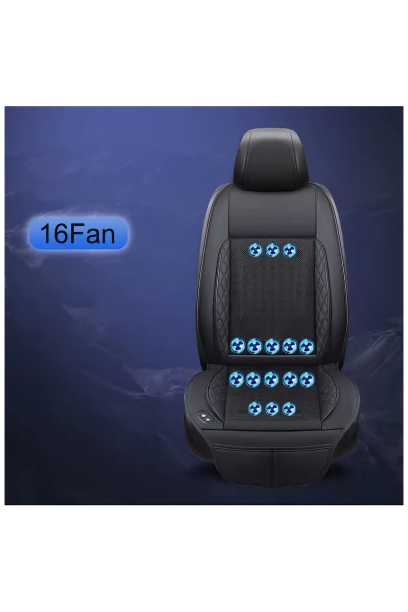 BlueFire Car Ventilated Seat Cushion with 16 Silent Fans, DC12V/24V Powerful Adjustable Air Cooler, Breathable Seat Cover with Dual USB Ports – Summer Cooling Comfort Drive - Image 4