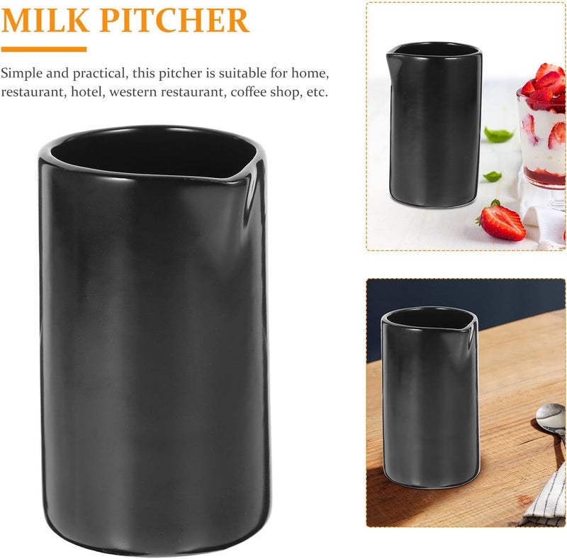 Matte Black Ceramic Milk Pitcher Creamer Jug for Coffee and Latte Smooth Pour Spout Design Safe Sturdy Material for Daily Use and Bar Decoration - Image 3