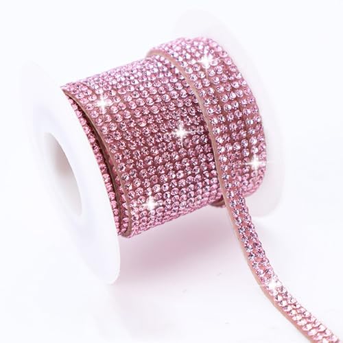 winterrock Bling Car Trim Self Adhesive Strip 149Ft Sparkling Rhinestone Interior Decor Sticker Strip DIY Car Exterior Line Molding Stickers Universal for Women Girls Accessories Pink - Image 1