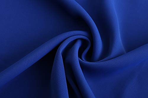 TASAMO Women's Casual Round Neck Basic Pleated Top Cap Sleeve Curved Keyhole Back Chiffon Blouse (Large, Royal Blue) - Image 5