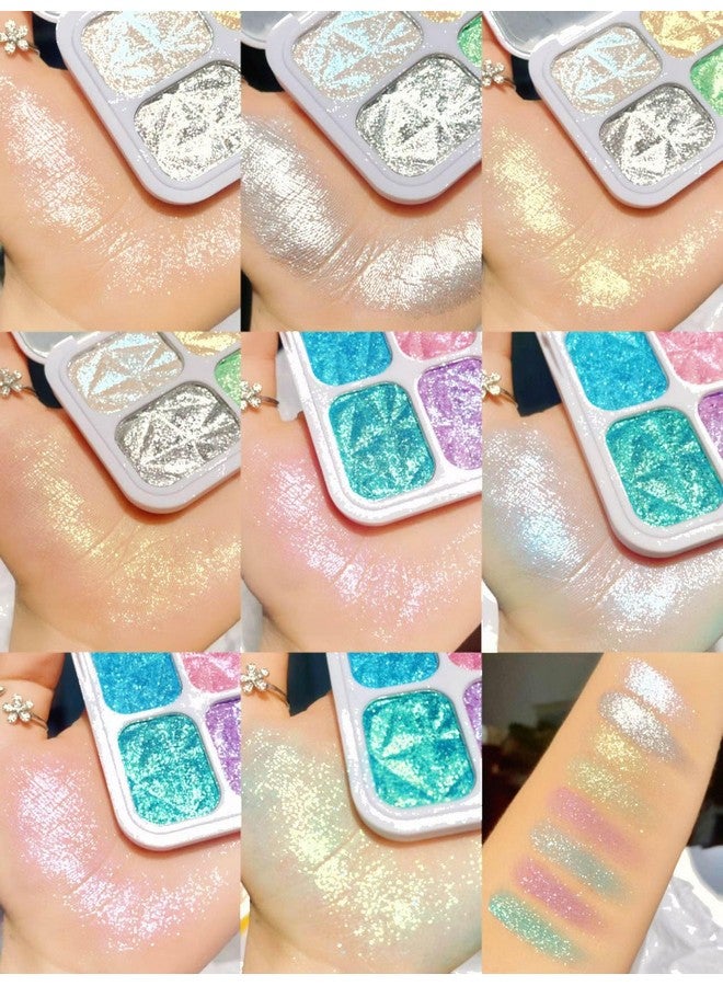 Sumeitang SUMEITANG 8 Colors Highlighter Makeup Palette，Shimmer Glitter Multichrome Highlight Powder luminizers，All Sparkling Shades Can Be layered or Worn Individually to Enhance & Brighten Your Face Features - Image 2