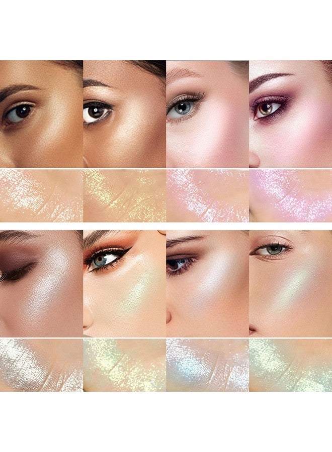 Sumeitang SUMEITANG 8 Colors Highlighter Makeup Palette，Shimmer Glitter Multichrome Highlight Powder luminizers，All Sparkling Shades Can Be layered or Worn Individually to Enhance & Brighten Your Face Features - Image 3