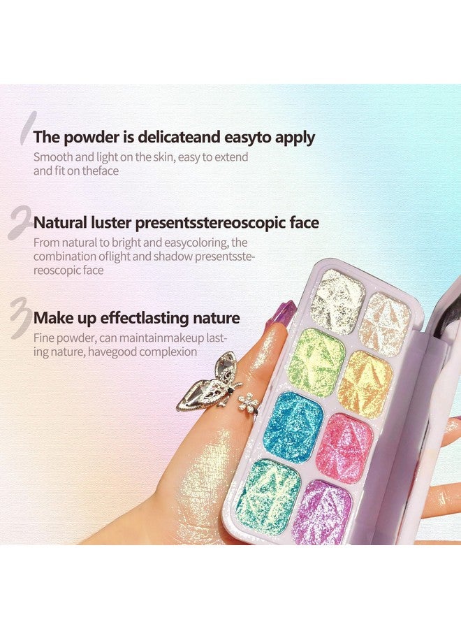 Sumeitang SUMEITANG 8 Colors Highlighter Makeup Palette，Shimmer Glitter Multichrome Highlight Powder luminizers，All Sparkling Shades Can Be layered or Worn Individually to Enhance & Brighten Your Face Features - Image 5