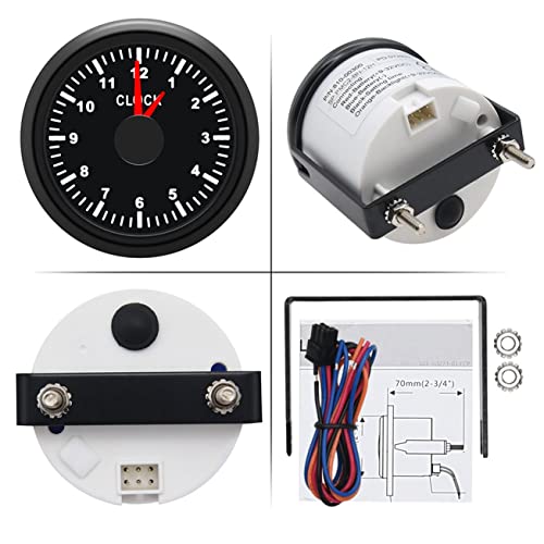 KAOLALI Clock Meter Gauges Auto Clock 0-12 Hours Format High Accuracy with Blacklight for Marine Boat Yacht Car 52mm(2'') 12/24V - Image 3