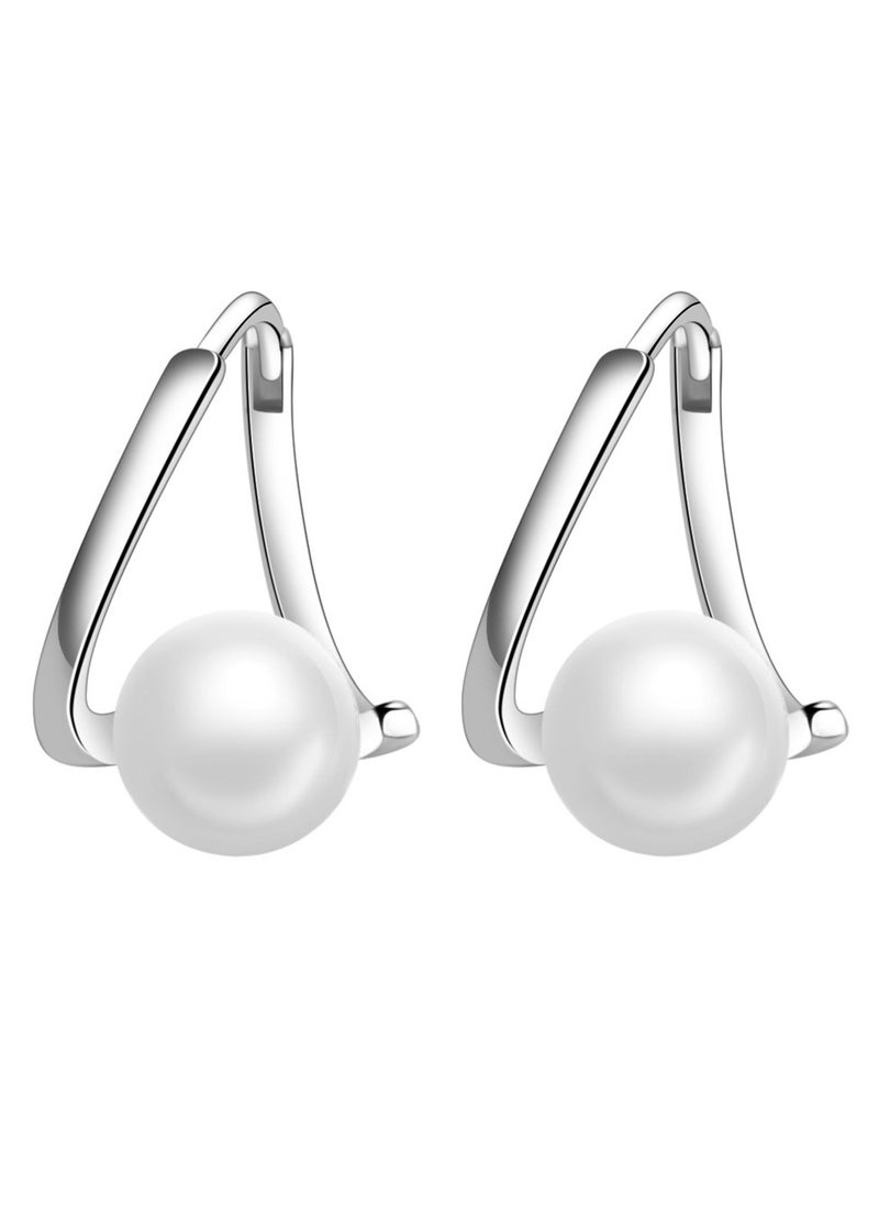 xozgdovg Geometric twist pearl female romantic temperament art earrings  - Image 1