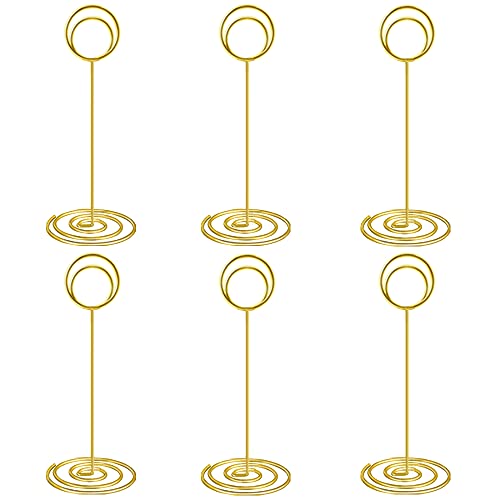 Radezon 10 Pack 875 inch Tall Table Number Holders Place Card Holder Table Picture Holder Wire Photo Holder Clips Picture Memo Note Photo Stand Gold
