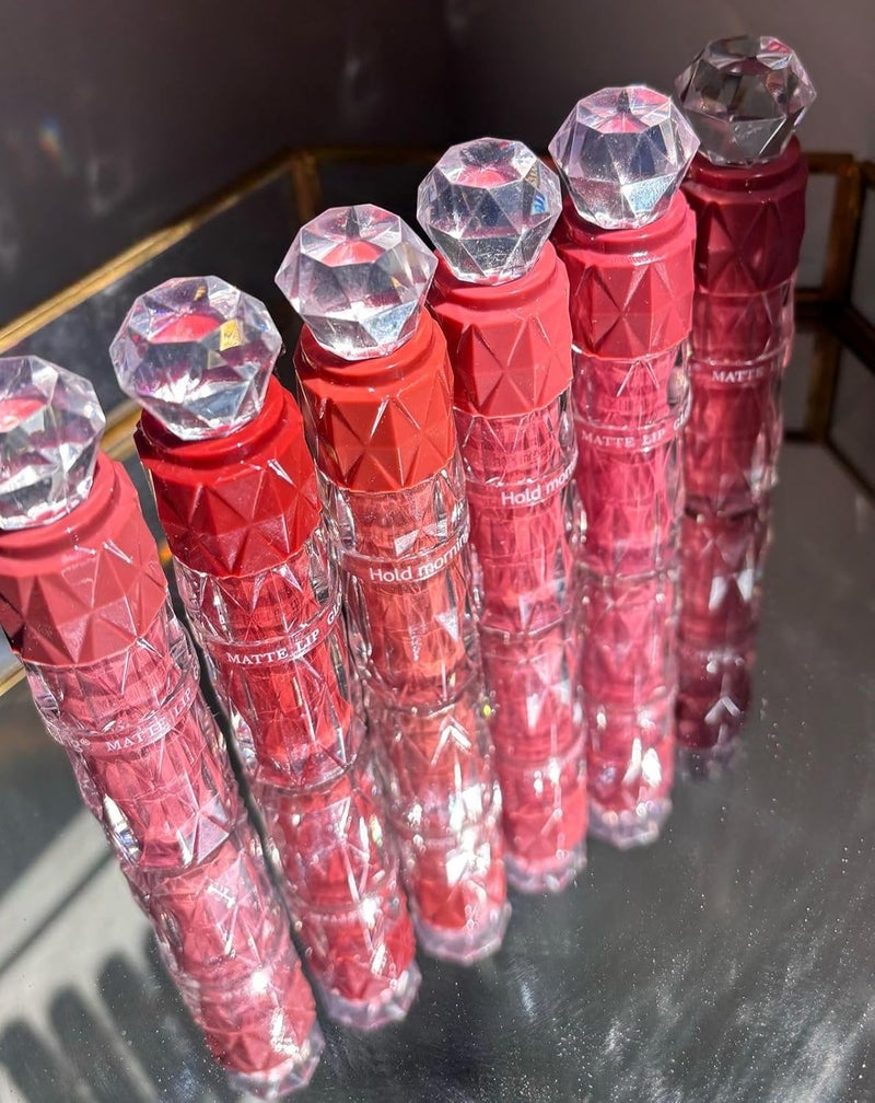 Crystal Glass Lipstick Set with Diamond Cut Pattern 6 different Shades Liquid Lipsticks Gloss - Image 4
