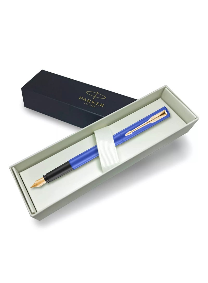 PARKER Vector XL Fountain Pen Fine Tip Blue Barrel With Gold Trim - Image 2