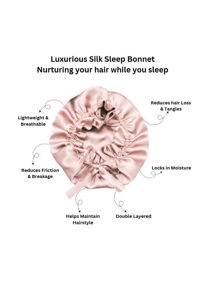 Silk Me 100% Pure Mulberry Silk Bonnet 22 Momme - Non-slip Cap for Sleeping - Prevents Hair Breakage & Frizz - Double Layer Silk Wrap with Soft Elastic Band (Pink) - Image 3