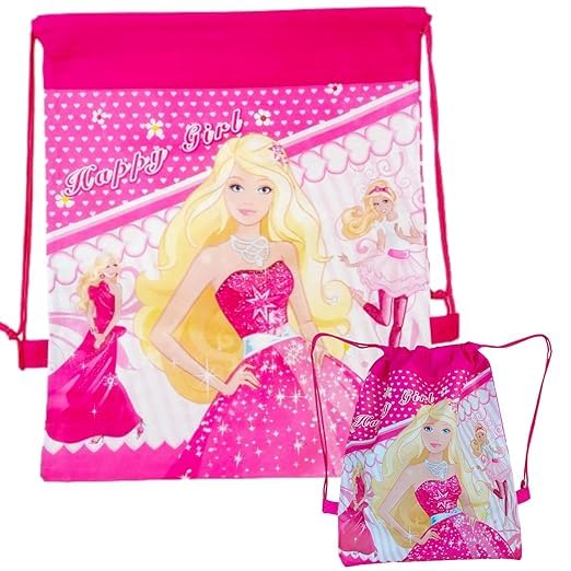 MPS MY PARTY SUPPLIERS MPS MY PARTY SUPPLIERS® 3pcs Barbie Dori Bags for Kids Princess Theme Goodie Bags for Birthday Return Gifts Theme Party, Drawstring Bags, Dori Sack Bags, Size 35cm*28cm (Barbie)  - Image 1