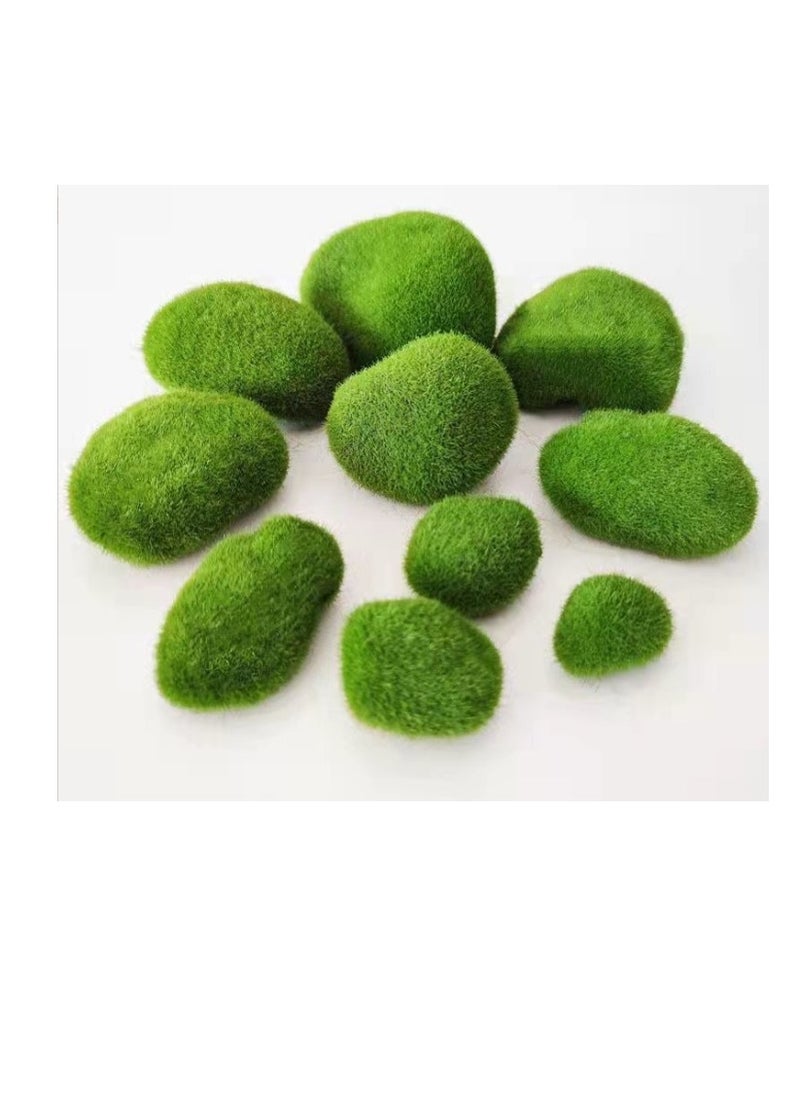 OASIS-TH 10 Pcs Moss Craft Moss Balls Live Moss Balls for Fish Tank  Landscape Moss Decorative Moss Rocks Bonsai Moss Glass Container Simulation Moss Stone  - Image 2