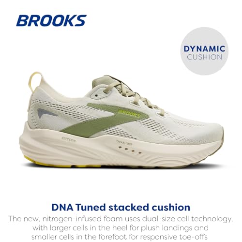 Brooks Men’s Glycerin 22 Neutral Running Shoe - Coconut/Tea/Blazing Yellow - 9.5 Medium - Image 2