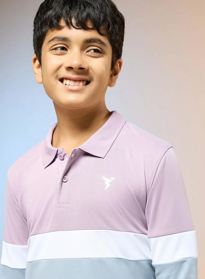 Technosport Technosport Teen Color Block Slim Fit Polo Sports T-Shirt