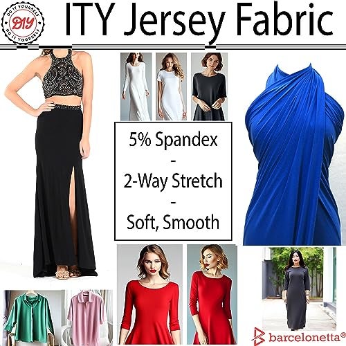 Barcelonetta ITY Fabric | 2 Yards | Jersey Spandex Knit Fabric | Stretchy | Anti-Wrinkle, Breathable | 60" Wide | Apparel, Dress, Top, Skirt (Black, 2 Yards) - Image 2
