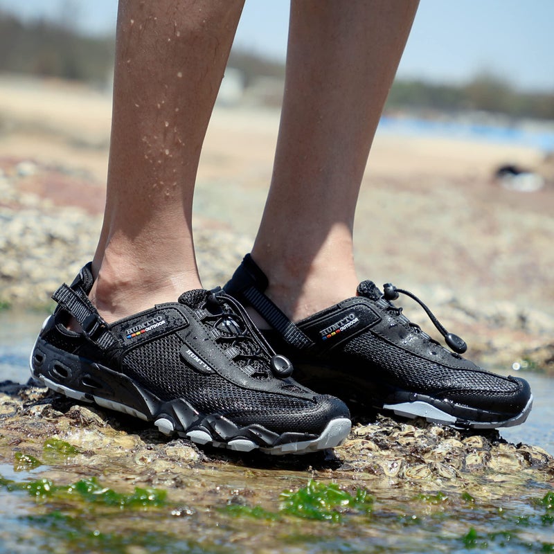 HUMTTO Men's Amphibious Water Shoes - Outdoor Hiking Sandals for Men Summer Non-Slip Quick Drying Water Sandals River Shoes 10.5 Black/Grey - Image 3