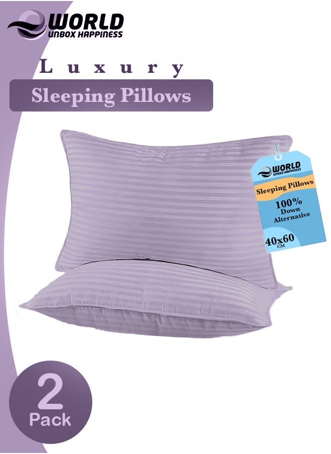 Eworld - Pack of 2 Premium Down Alternative Filled Bed Pillows, Featuring Breathable Cover, Microfiber Filling and Plush Bounce-Back Design, Hypoallergenic and Luxurious Hotel Quality Pillow Set, Available in Elegant Color Options - Image 1