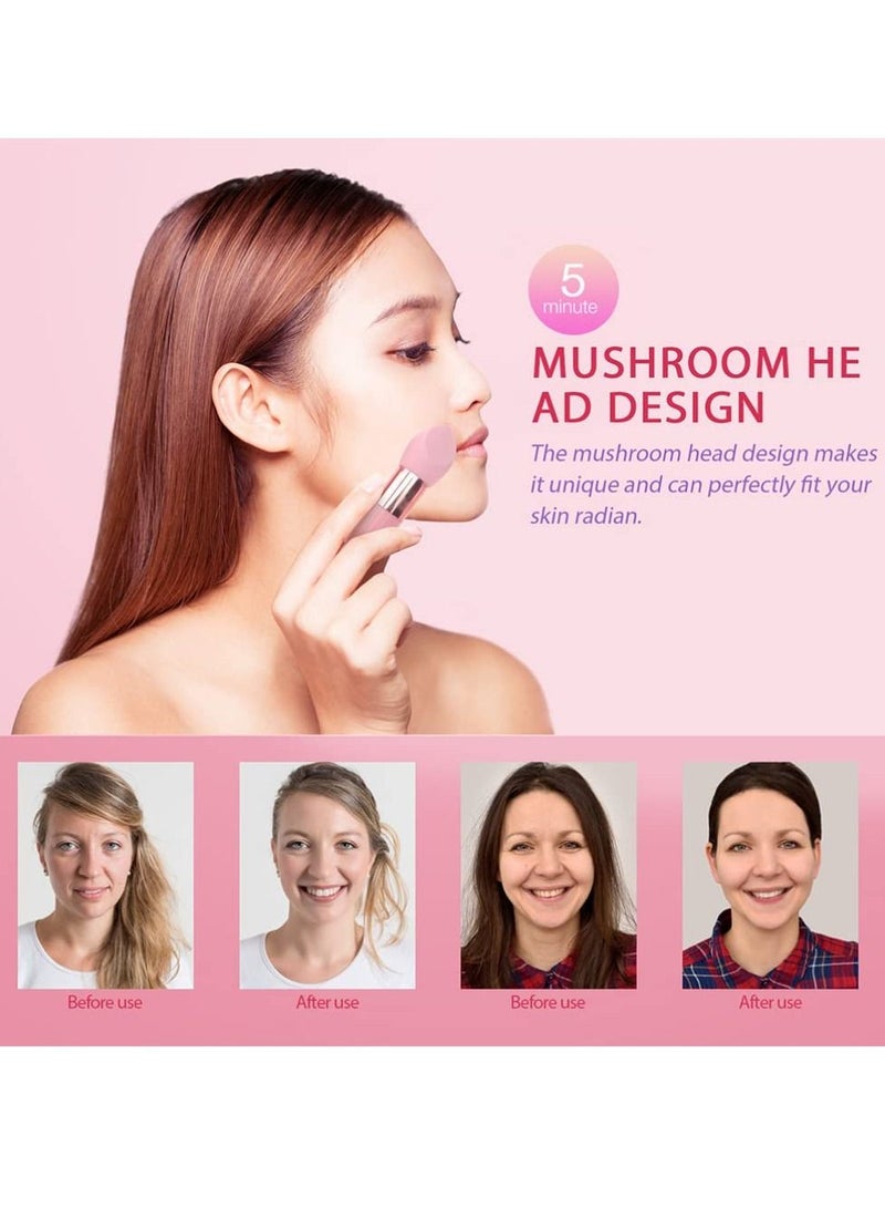 KASTWAVE 6Pcs Powder Puff Mushroom Makeup Sponge with Handle Foundation Blending Beauty Sponge Dry and Wet Use for Powder Cream or Liquid Application, 3Pcs Pink and 3Pcs Purple - Image 5