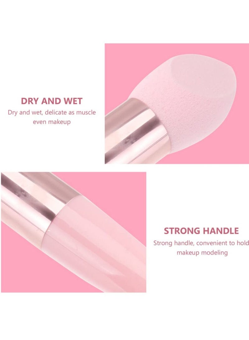 KASTWAVE 6Pcs Powder Puff Mushroom Makeup Sponge with Handle Foundation Blending Beauty Sponge Dry and Wet Use for Powder Cream or Liquid Application, 3Pcs Pink and 3Pcs Purple - Image 3