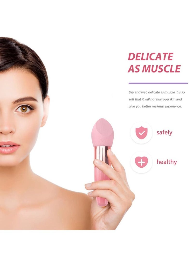 KASTWAVE 6Pcs Powder Puff Mushroom Makeup Sponge with Handle Foundation Blending Beauty Sponge Dry and Wet Use for Powder Cream or Liquid Application, 3Pcs Pink and 3Pcs Purple - Image 4