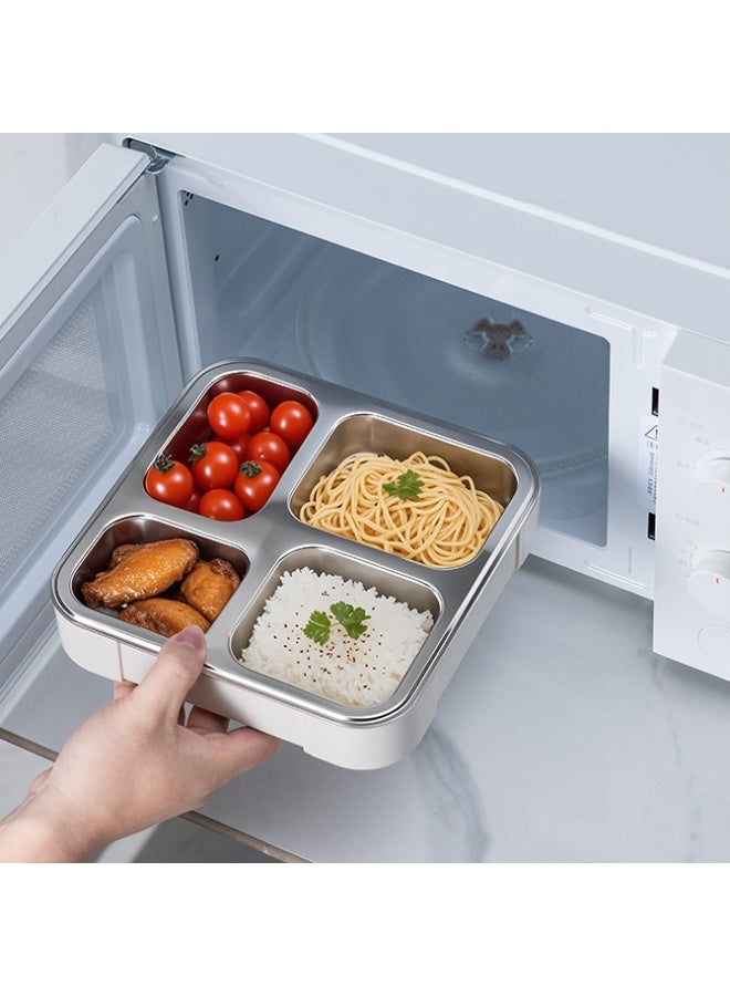 Mix & More White Multi‑Compartment Square Lunch Box – Leak‑Proof Bento Food Container - Image 3