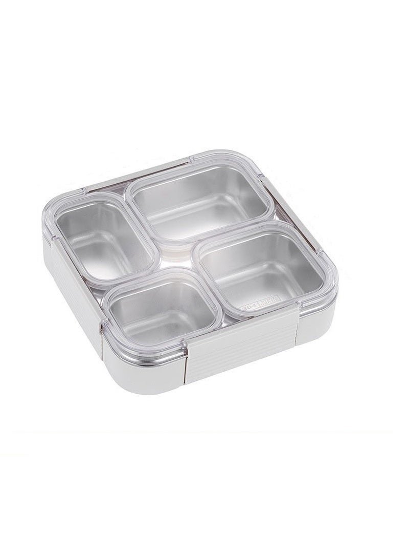 Mix & More White Multi‑Compartment Square Lunch Box – Leak‑Proof Bento Food Container - Image 1