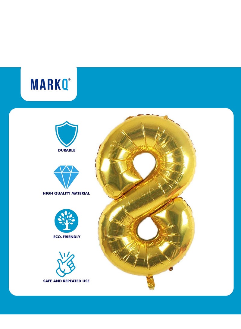 MARKQ بالونات أرقام مقاس 40 بوصة، بالونات هيليوم كبيرة من رقائق الذهب لتزيين حفلات الزفاف وأعياد الميلاد (رقم 8) - Image 3