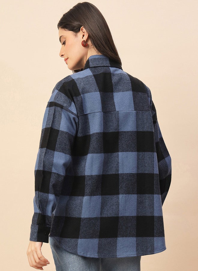 CHIMPAAANZEE Women Gingham Checks Checked Oversized Casual Shirt - Image 3