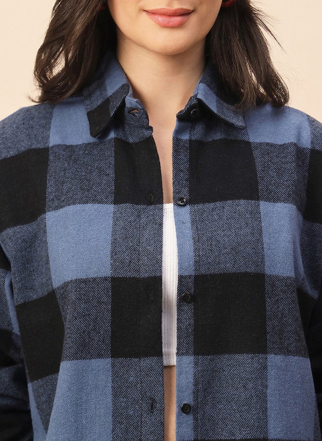 CHIMPAAANZEE Women Gingham Checks Checked Oversized Casual Shirt - Image 4