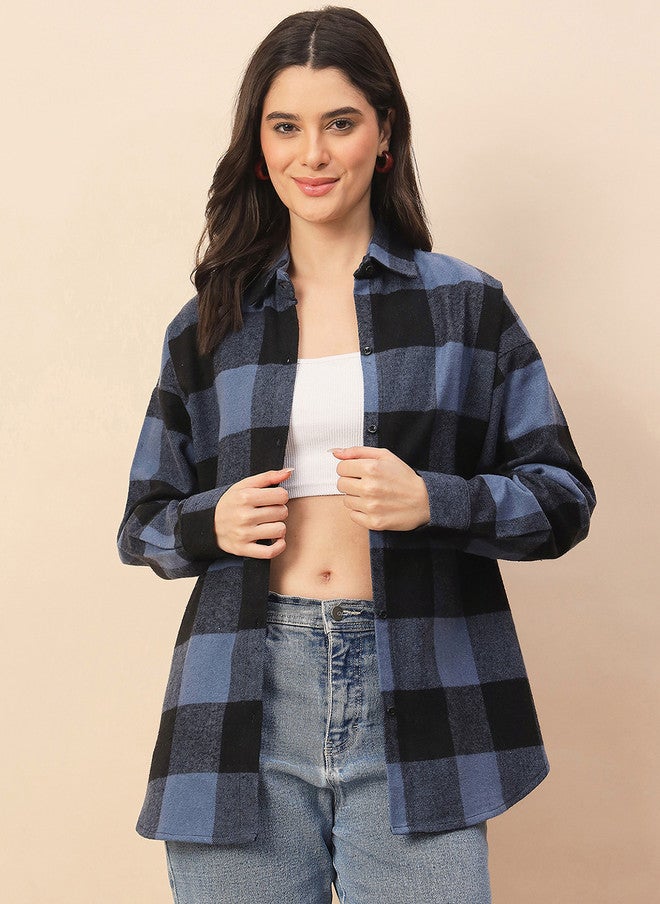 CHIMPAAANZEE Women Gingham Checks Checked Oversized Casual Shirt - Image 5