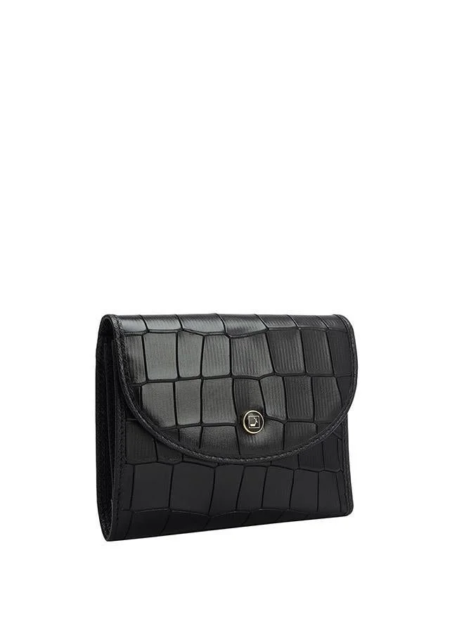 Da Milano Da Milano Women's Croco-Embossed Leather Continental Wallet - Black (LW-10059OL)