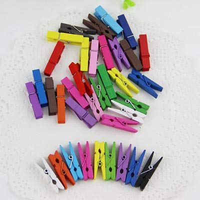 Nisco 20 PCS Mini Color Wooden Clips, Multi-Function Cloth pins Photo Paper Peg Pin Craft Clips for Home School Arts Crafts Decor, Size: 2.5 cm (20 Color Clips) - Image 3