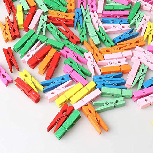 Nisco 20 PCS Mini Color Wooden Clips, Multi-Function Cloth pins Photo Paper Peg Pin Craft Clips for Home School Arts Crafts Decor, Size: 2.5 cm (20 Color Clips) - Image 1
