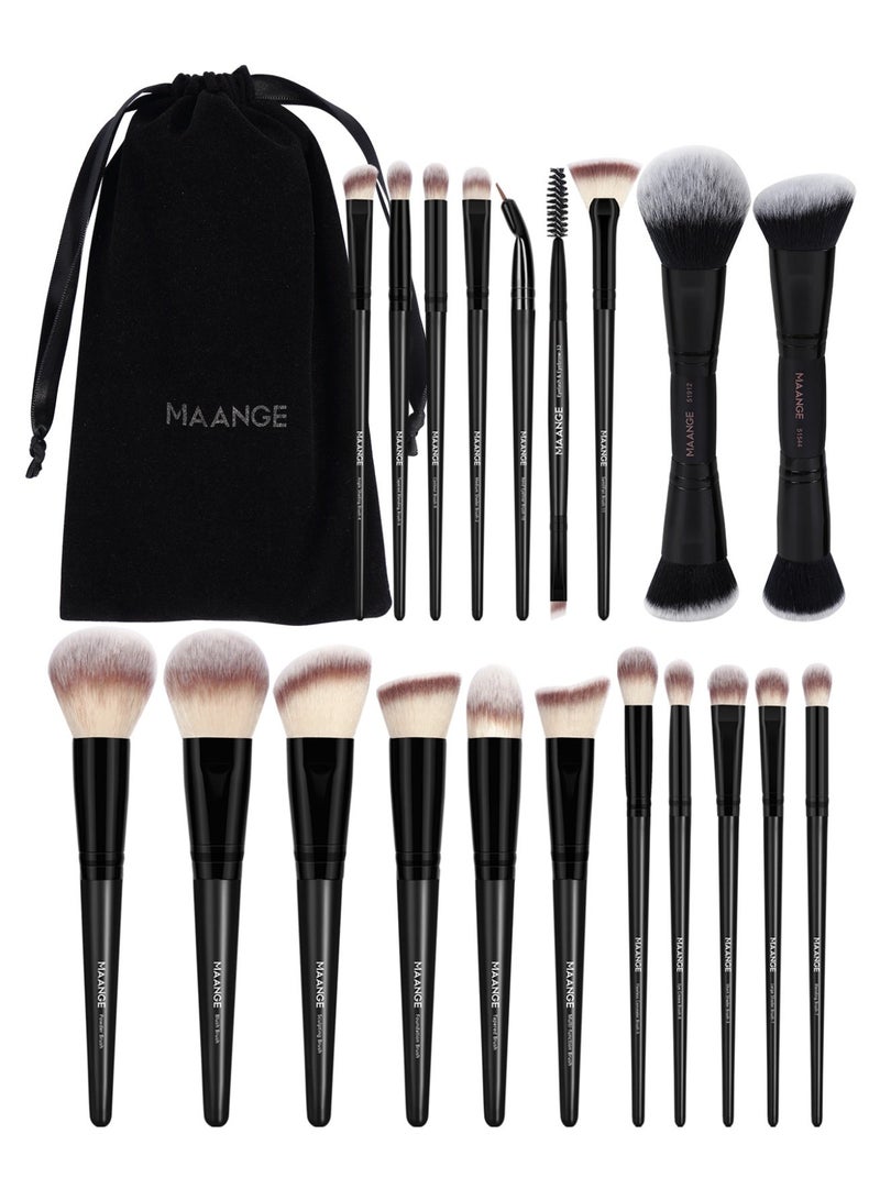MAANGE Professional Makeup Brush Set 21Pcs Premium Synthetic Foundation Powder Concealers Eye shadows Blush Makeup Brushes Set Kit,Black - Image 1