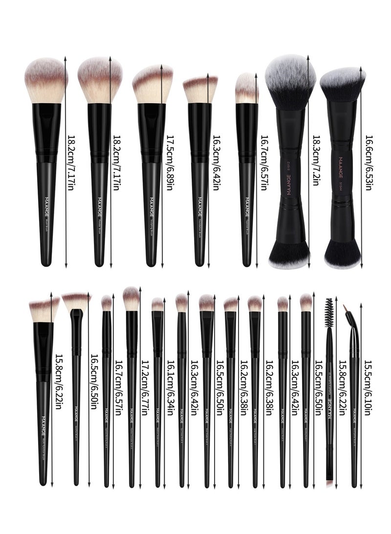 MAANGE Professional Makeup Brush Set 21Pcs Premium Synthetic Foundation Powder Concealers Eye shadows Blush Makeup Brushes Set Kit,Black - Image 2