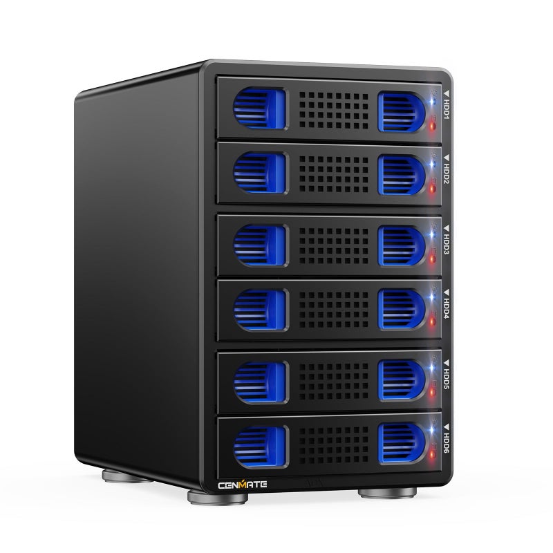 CENMATE Aluminum 6 Bay 10Gbps HDD Enclosure with Cooling Fan for 2535 SATA HDDSSD with USB AC 32 Gen 2 Support Hot Swappable ToolFree Hard Drive Enclosure - Image 2