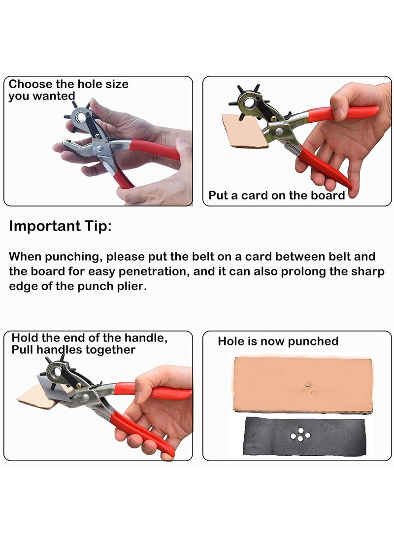 Orrda - Orrda Revolving Leather Belt Hole Punch Piler Metal Multi Tool Manual Belts Puncher Maker Machine Hole Hand Punches Rotary Puncher Multi Hole Sizes Maker Tool 1 Psc_SilverRed - Image 1