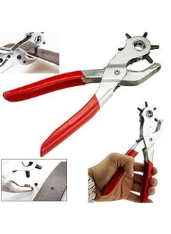Orrda Orrda Revolving Leather Belt Hole Punch Piler Metal Multi Tool Manual Belts Puncher Maker Machine Hole Hand Punches Rotary Puncher Multi Hole Sizes Maker Tool 1 Psc_SilverRed  - Image 2