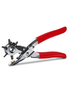 Orrda Orrda Revolving Leather Belt Hole Punch Piler Metal Multi Tool Manual Belts Puncher Maker Machine Hole Hand Punches Rotary Puncher Multi Hole Sizes Maker Tool 1 Psc_SilverRed  - Image 1