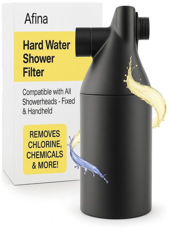 Afina Shower Filter - Shower Head Filter for Hard Water | High Pressure Shower Water Filter - Improves Skin & Hair by Removing Chlorine & Heavy Metals, Transform Your Shower Head with Filters (Black) - Image 1