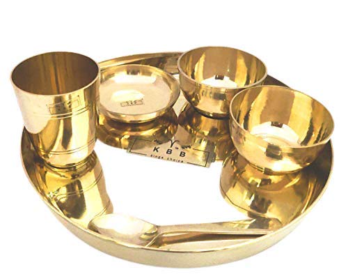 KBB Pure BORNZEKANSA Ringer Dinner Set Special Clear Finish THALI 6 PC Setwith Large Bowls - Image 2