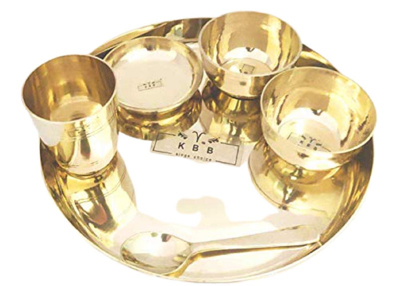 KBB Pure BORNZEKANSA Ringer Dinner Set Special Clear Finish THALI 6 PC Setwith Large Bowls - Image 1