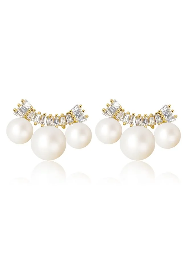 Take Two  Gold Faux Pearl Stud Earrings for Women | Best Price UAE