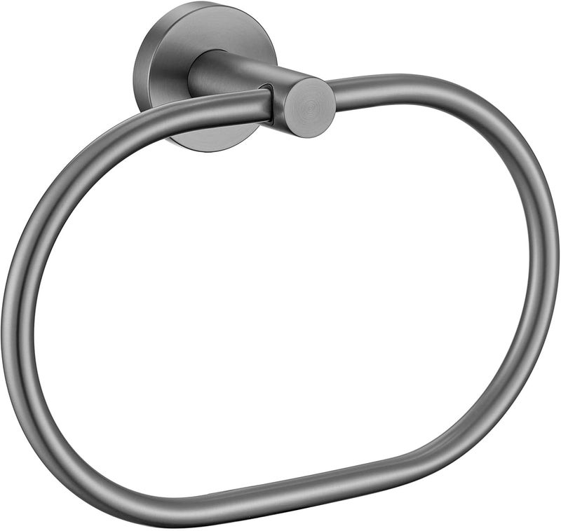 Angle Simple Swivel Towel Ring for Bathroom, SUS304 Stainless Steel Oval Hand Towel Ring Rack for Wall, Gunmetal Gray - Image 1