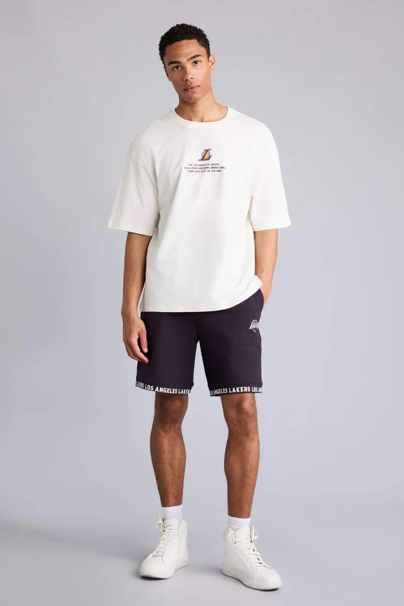 DeFacto NBA Los Angeles Lakers Licensed Boxy Fit Crew Neck Short Sleeve T-Shirt