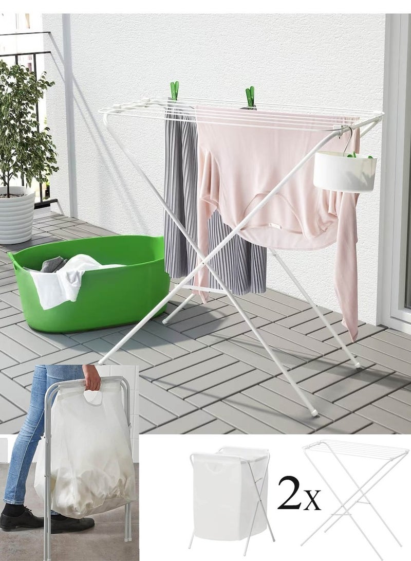 Jall Drying rack and laundry basket set, indoor/outdoor, white - Image 1