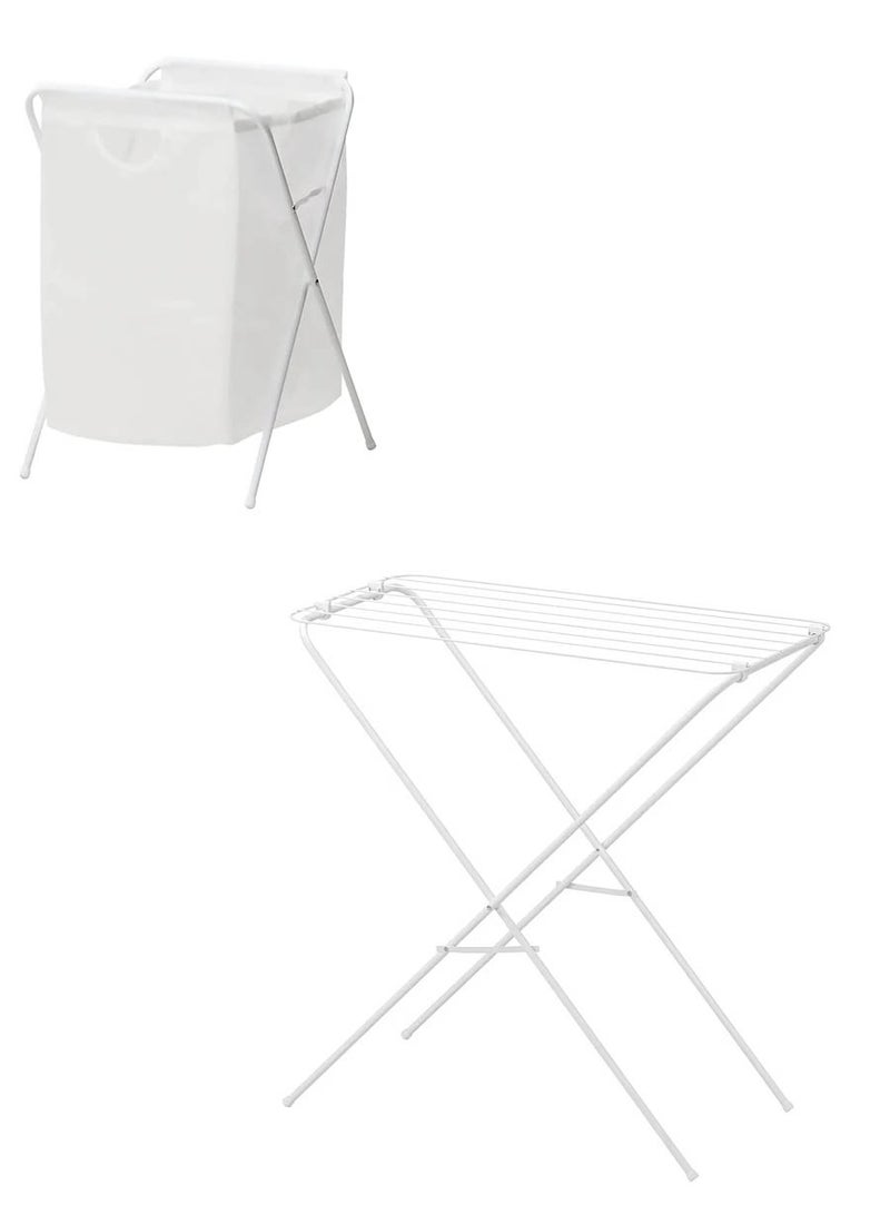 Jall Drying rack and laundry basket set, indoor/outdoor, white - Image 2