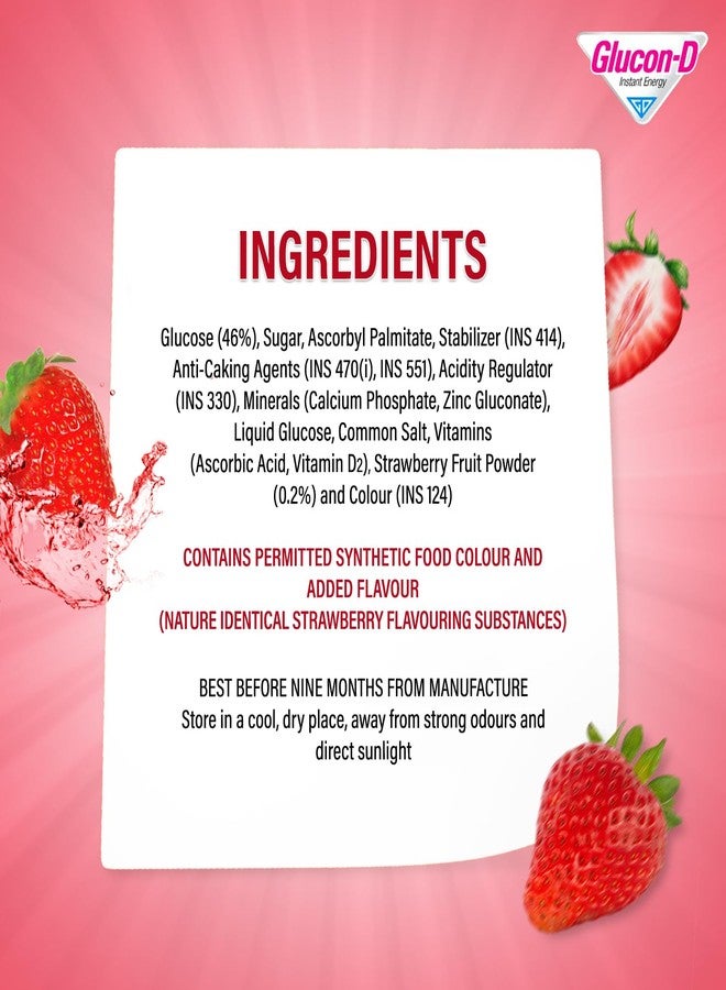 Glucon-D Immunovolt Glucose Energy Bites Strawberry - 20 Tube Packs In A Jar, Chewable, 360Gm - Image 2