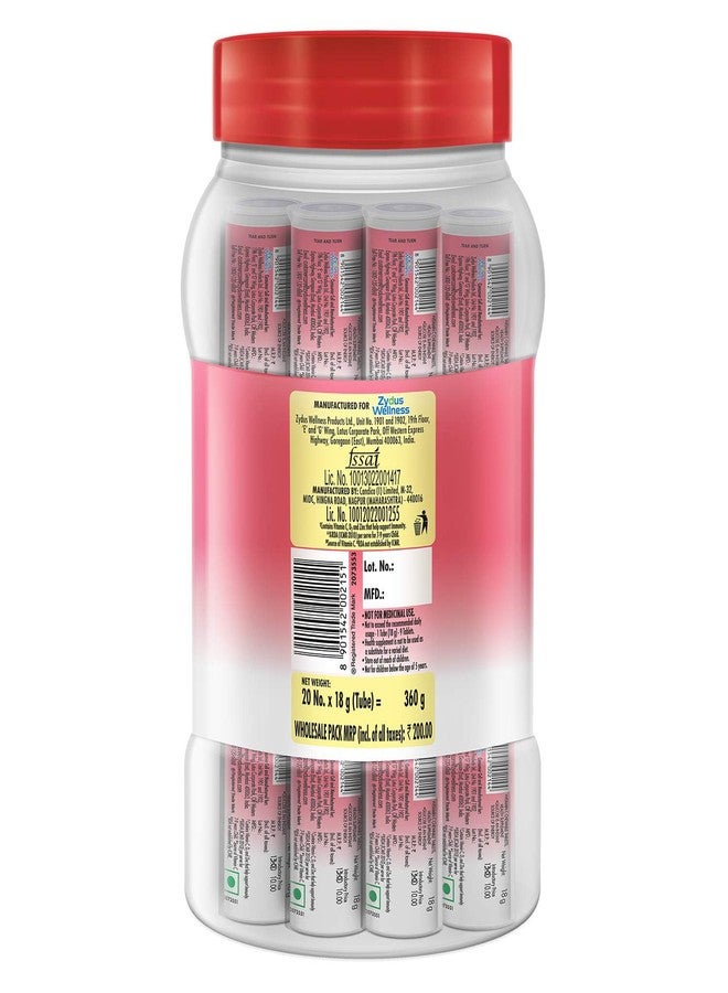 Glucon-D Immunovolt Glucose Energy Bites Strawberry - 20 Tube Packs In A Jar, Chewable, 360Gm - Image 5